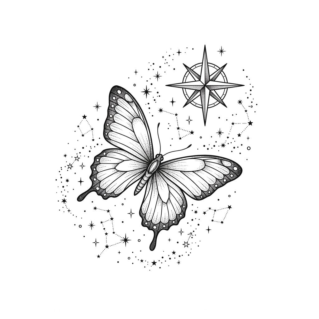 Butterfly + Tiny Stars Tattoo: Meaning, Ideas, Placement & Style Guide butterfly and stars tattoo design 202608211938