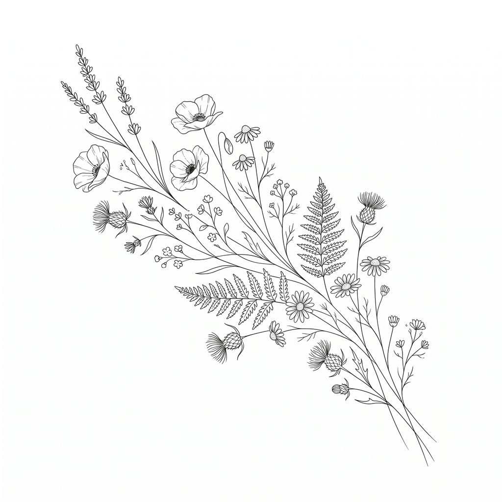 wildflower bouquet tattoo design 2k 202608211830 (3)