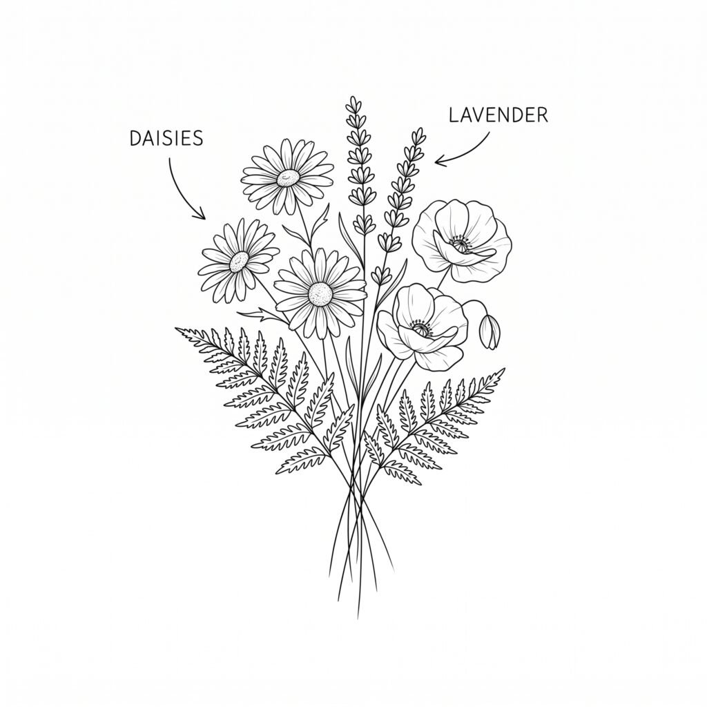 wildflower bouquet tattoo design 2k 202608211831