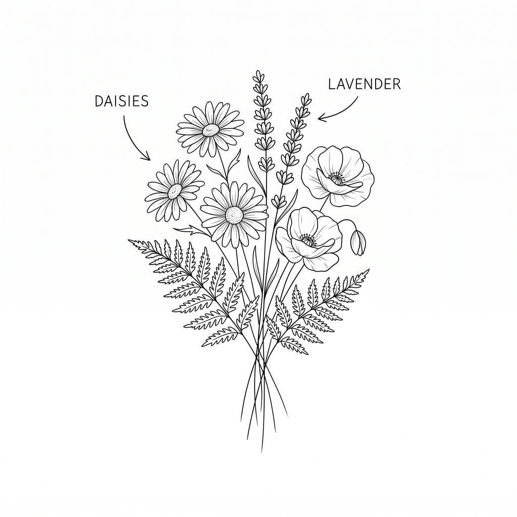 wildflower bouquet tattoo design 2k 202608211831